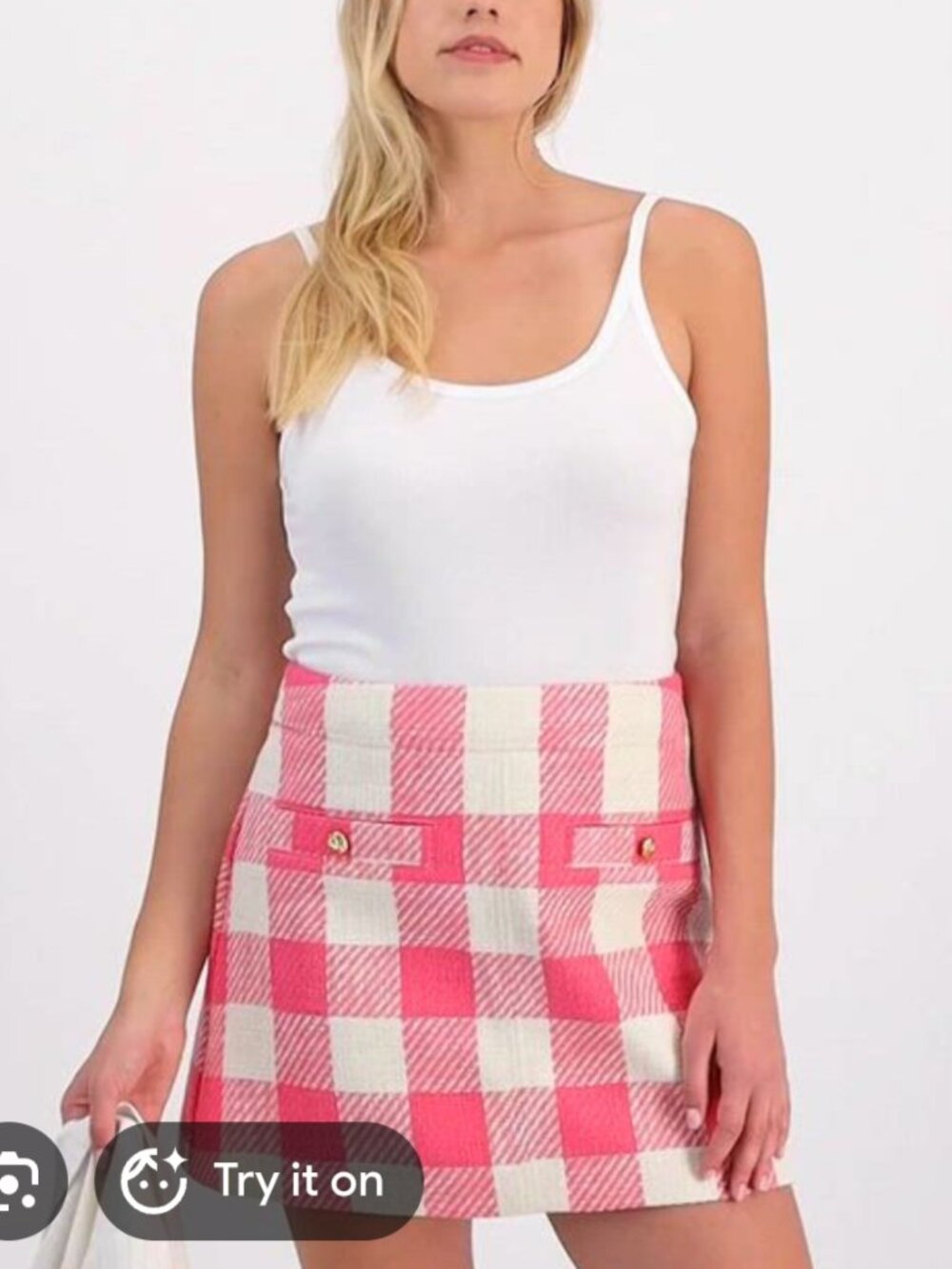 Gingham tweed mini skirt